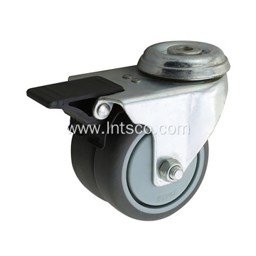Bolt Hole Twin-wheel TPR Casters with Brake